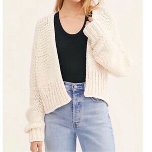 Free People Glow For It Cardigan Chunky Knit Ivory Cream Size Large